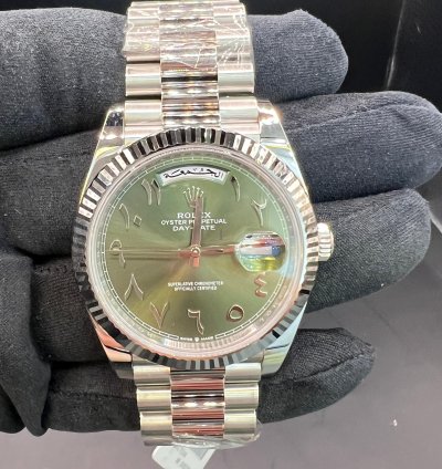 Rolex Day-date 40 Green Dial With Arabic Numerals Full Platinum