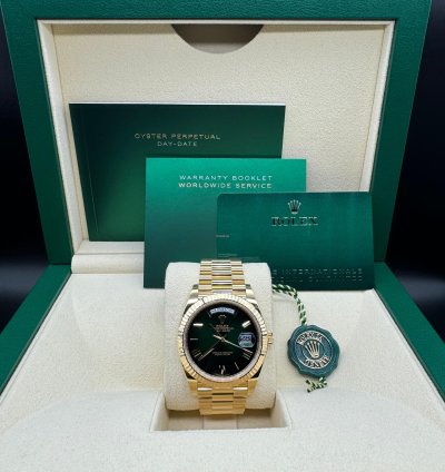 Rolex Day-date 40 Green Ombre Roman Dial Unworn