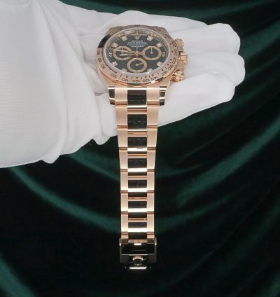 Rolex Daytona Full Set Mint Daytona 40mm Black Dial Diamond Markers Rose Gold 116505