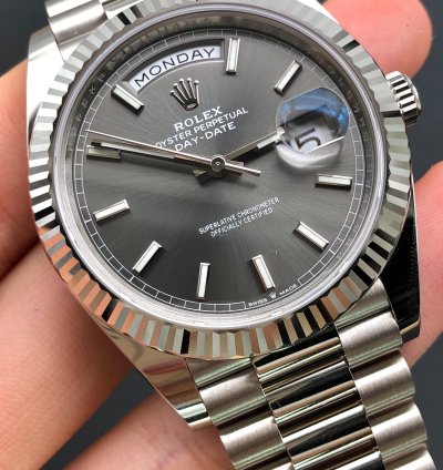 Rolex Day-date 40 Grey Index Dial White Gold President