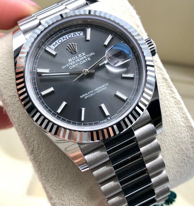 Rolex Day-date 40 Grey Index Dial White Gold President