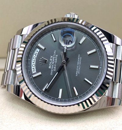 Rolex Day-date 40 Grey Index Dial White Gold President