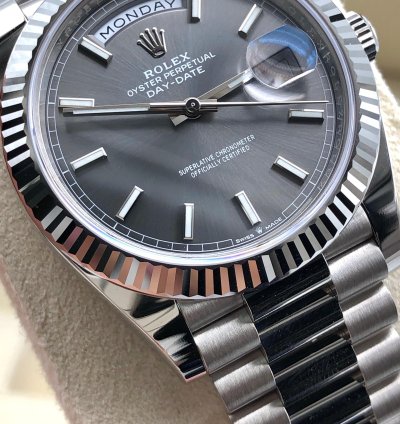 Rolex Day-date 40 Grey Index Dial White Gold President