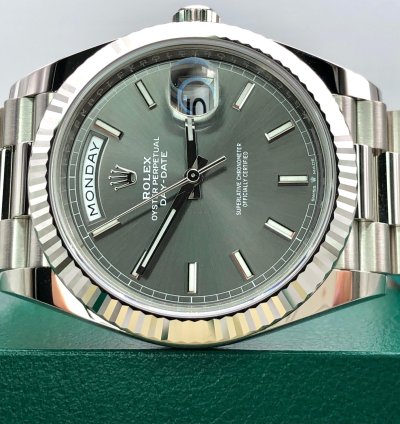 Rolex Day-date 40 Grey Index Dial White Gold President
