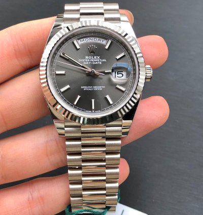 Rolex Day-date 40 Grey Index Dial White Gold President