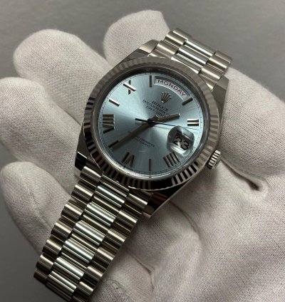 Rolex Day-date 40 Ice Blue - Roman - Presidential - Unworn 2024 - Box And Papers