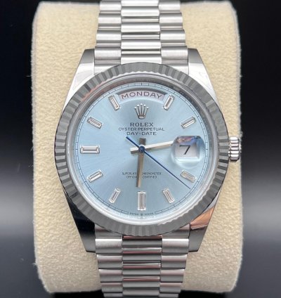 Rolex Day-date 40 Ice Blue Baguette Diamond Dial