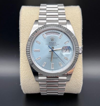 Rolex Day-date 40 Ice Blue Baguette Diamond Dial