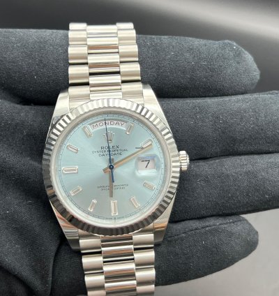 Rolex Day-date 40 Ice Blue Baguette Diamond Dial