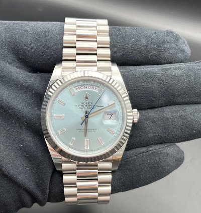 Rolex Day-date 40 Ice Blue Baguette Diamond Dial