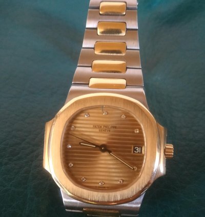 Patek Philippe Nautilus Acciaio Oro Raro Quadrante Oro Con Indici Brillanti