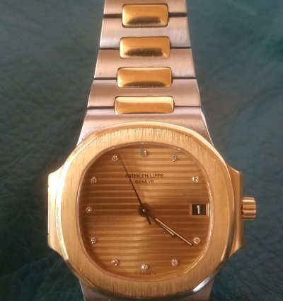 Patek Philippe Nautilus Acciaio Oro Raro Quadrante Oro Con Indici Brillanti