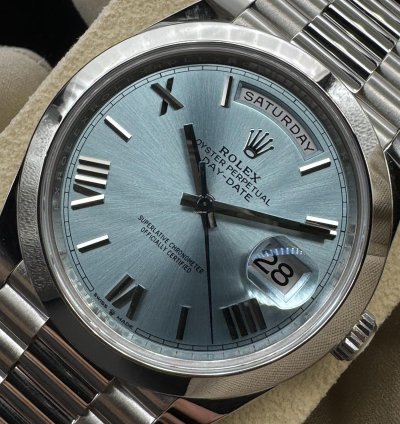 Rolex Day-date 40 Ice Blue Roman Dial