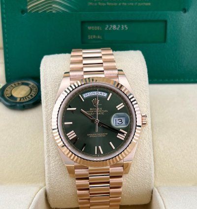 Rolex Day-date 40 In Stock 2023 Day-date 40 Olive Green Roman 228235 18k Everose Gold Presidential Bracelet