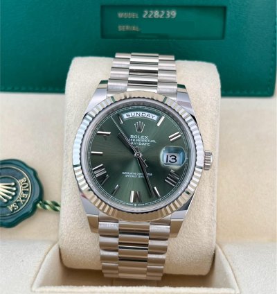 Rolex Day-date 40 In Stock 2023 Day-date 40 Olive Roman 228239 18k Wg Presidential Bracelet