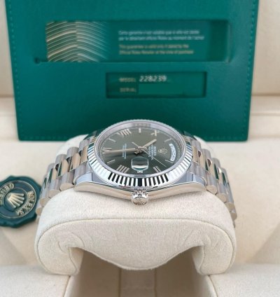 Rolex Day-date 40 In Stock 2023 Day-date 40 Olive Roman 228239 18k Wg Presidential Bracelet