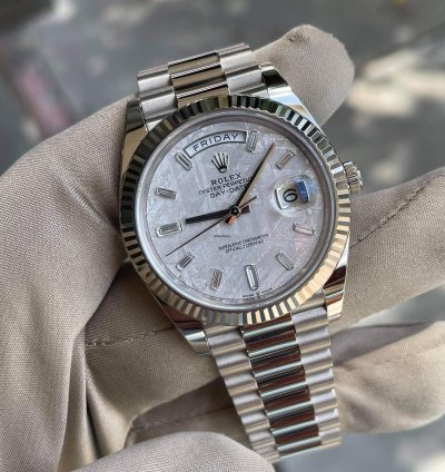 Rolex Day-date 40 Meteorite Baguette Dial 18k White Gold Bnib 2024
