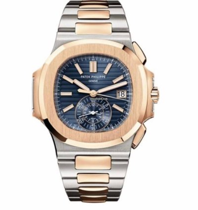 Patek Philippe Nautilus Blue Dial With 2 Tones Rose Gold And Stainless Steel