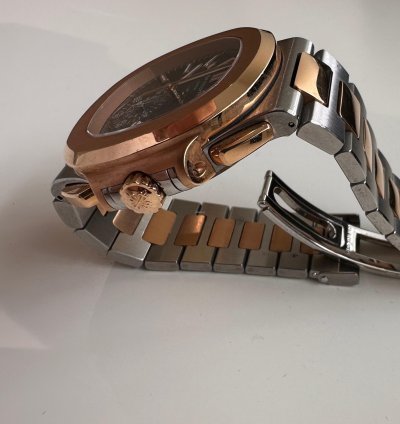 Patek Philippe Nautilus Blue Dial With 2 Tones Rose Gold And Stainless Steel