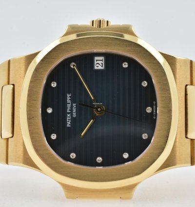 Patek Philippe Nautilus Blue Diamond Dial 18k Yellow Gold 3800 Service 11 2023 3800 1j