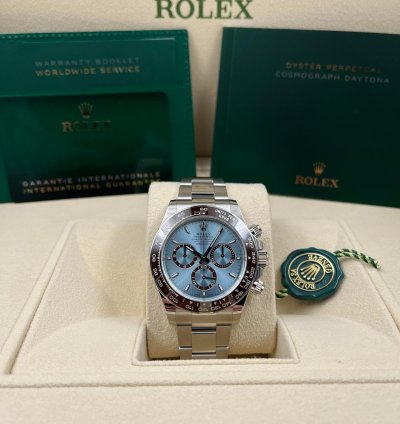 Rolex Daytona Ice Blue Dial Platinum Bracelet Open Caseback 126506 Unworn 2024