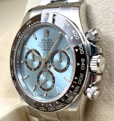 Rolex Daytona Ice Blue Dial Platinum Bracelet Open Caseback 126506 Unworn 2024