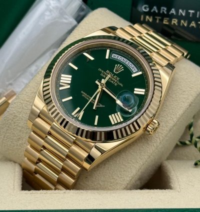 Rolex Day-date 40 Money Green Dial Unworn Full Set