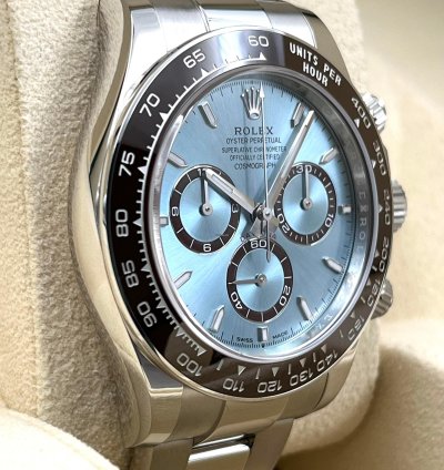 Rolex Daytona Ice Blue Dial Platinum Bracelet Open Caseback 126506 Unworn 2024