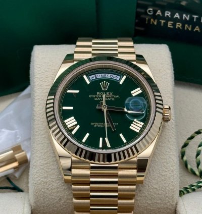 Rolex Day-date 40 Money Green Dial Unworn Full Set