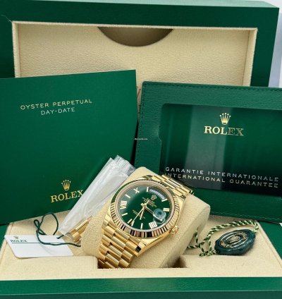 Rolex Day-date 40 Money Green Dial Unworn Full Set