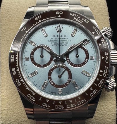 Rolex Daytona Ice Blue Diamond Baguette Dial Unworn