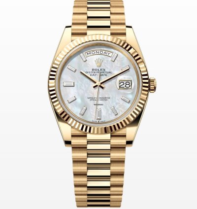 Rolex Day-date 40 Mother Of Pear Diamond Dial Unworn