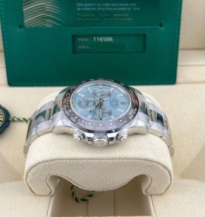 Rolex Daytona In Stock 2021 Daytona Ice Blue Baguette Index 116506 Platinum Oyster Bracelet