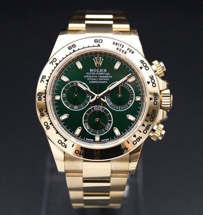 Rolex Daytona In Stock New Full Stickers Daytona Yellow Gold Green Dial Personal Delivery