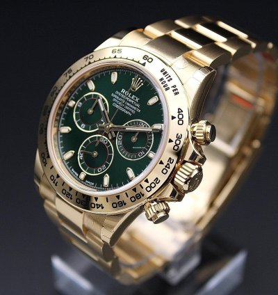 Rolex Daytona In Stock New Full Stickers Daytona Yellow Gold Green Dial Personal Delivery