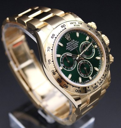 Rolex Daytona In Stock New Full Stickers Daytona Yellow Gold Green Dial Personal Delivery