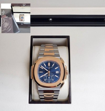 Patek Philippe Nautilus Chronograph 5980 1ar-001 Blue 2-tone 40 5mm Box Papers