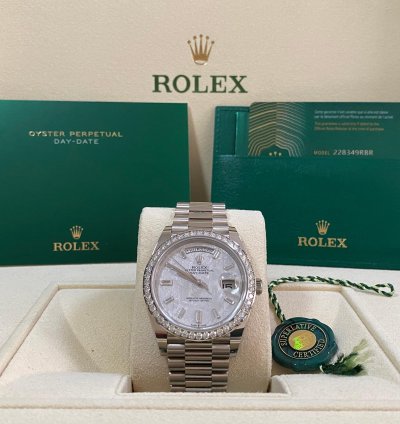 Rolex Day-date 40 New 2022 Day-date 40 White Gold President Meteorite Baguette Dial Diamond-set Bezel