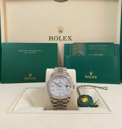 Rolex Day-date 40 New 2022 Day-date 40 White Gold President Meteorite Baguette Dial Diamond-set Bezel