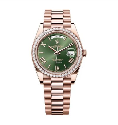 Rolex Day-date 40 New 2023 228345rbr Green Roman Everose Gold President Diamond