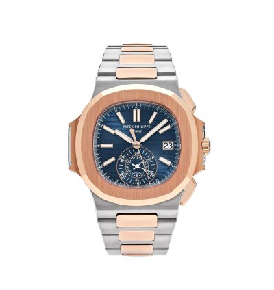Patek Philippe Nautilus Chronograph Date 40 5mm Rose Gold Steel Blue Dial 5980 1ar-001