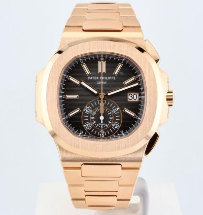Patek Philippe Nautilus Chronograph In 18k Rose Gold - With Box And Papers