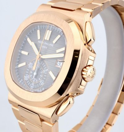 Patek Philippe Nautilus Chronograph In 18k Rose Gold - With Box And Papers