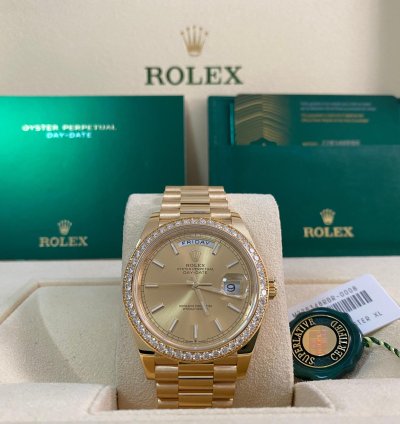 Rolex Day-date 40 New 2023 Unworn Day-date 40 President Yellow Gold Champagne Index Dial Diamond-set Bezel