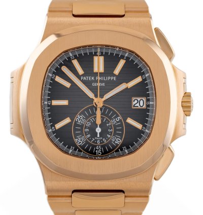 Patek Philippe Nautilus Chronograph Rose Gold 18k Black Dial Ref 5980 1r-001 Full Set