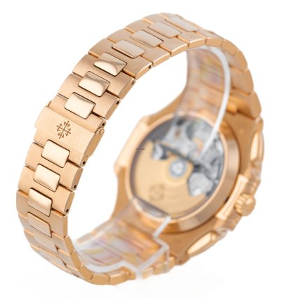Patek Philippe Nautilus Chronograph Rose Gold 18k Black Dial Ref 5980 1r-001 Full Set
