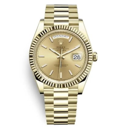 Rolex Day-date 40 New 2024 Champagne Index Dial Yellow Gold President Bracelet Fluted Bezel