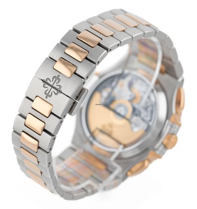 Patek Philippe Nautilus Chronograph Steel Rose Gold 18k Blue Dial Ref 5980 1ar-001 Full Set