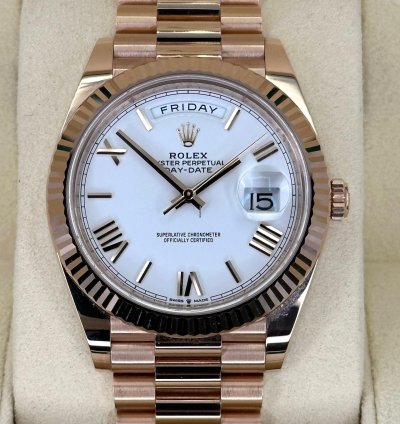 Rolex Day-date 40 New 2024 Day-date 40mm 228235 Presidential Rose Gold White Dial