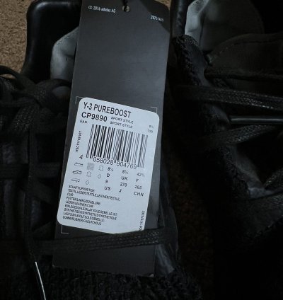 -3 Pure Boost Black Black Size 9